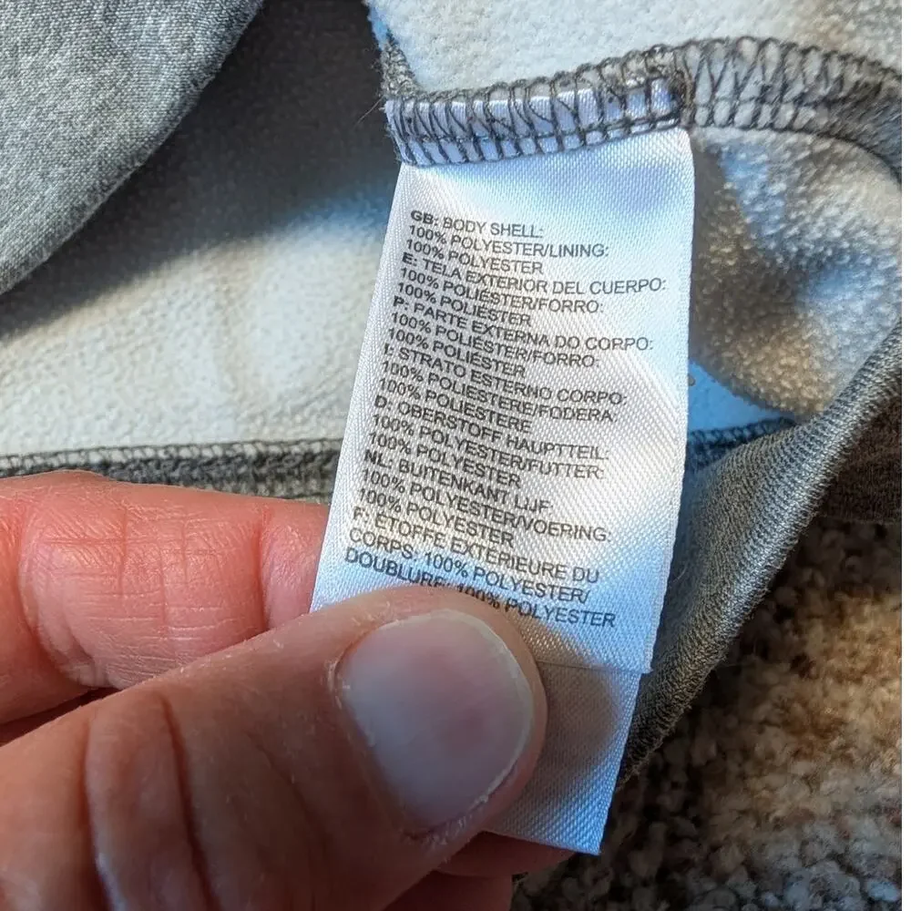 The North Face Girls Full Zip Fleece Hoodie Heather Gray Pink Size M 10/12